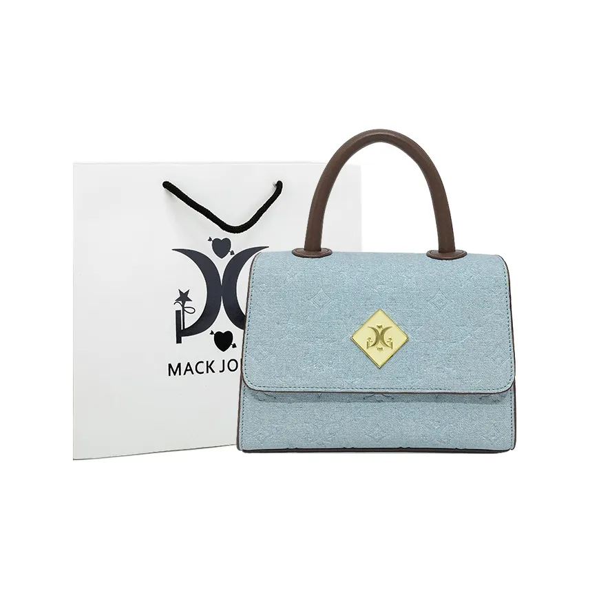 MACK JODAER Synthetic Leather Handbag Shoulder Bag Crossbody Bag Regular Women's Denim Blue