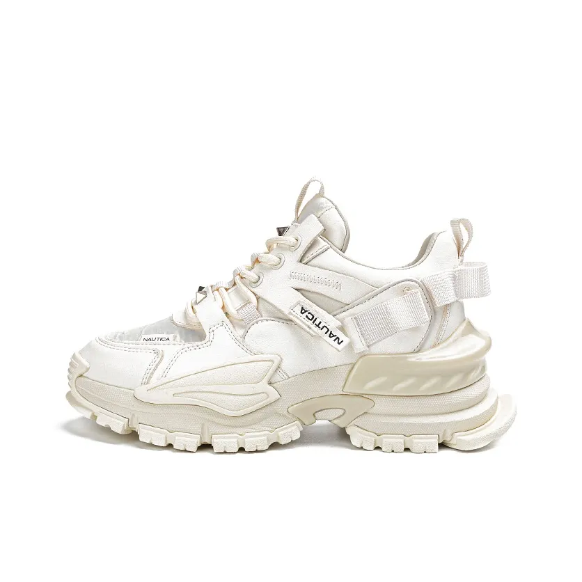 NAUTICA Anti-Slip And Wear-Resistant Height Increasing Low-Top Chunky Sneakers Women's White