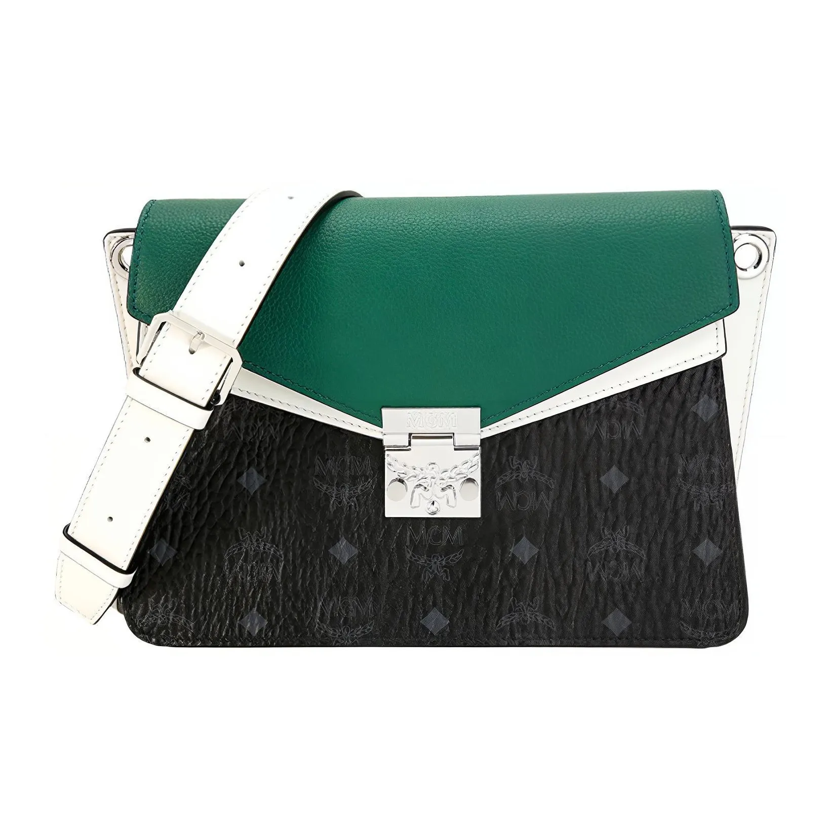 MCM Visetos PVC Shoulder Bag, Crossbody Bag Women's Green/Black/White