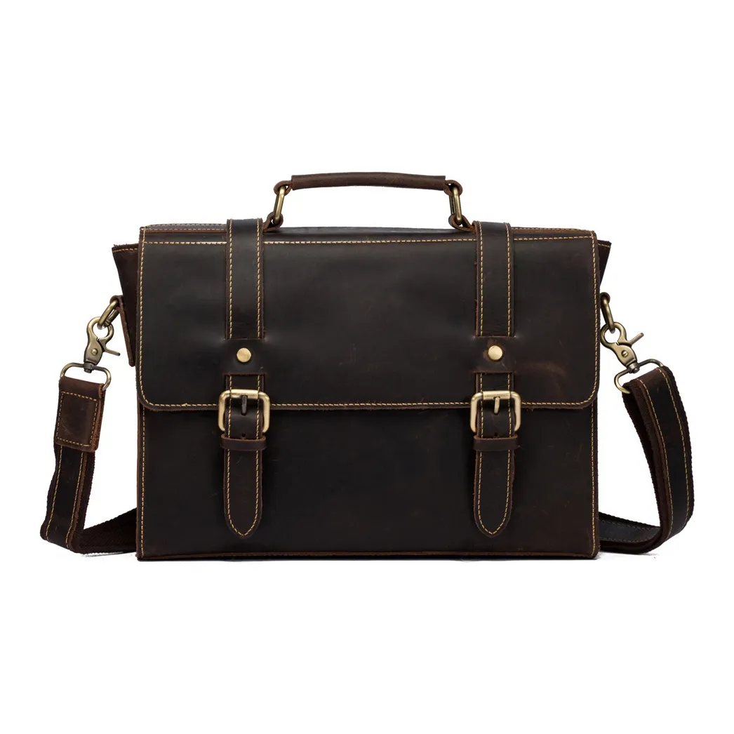 DOSRFINI Корова Кожа Доска для ноутбука Сумка через плечо Сумка на одно плечо Сумка Обычная Мужская Темно-кофейный Коричневый