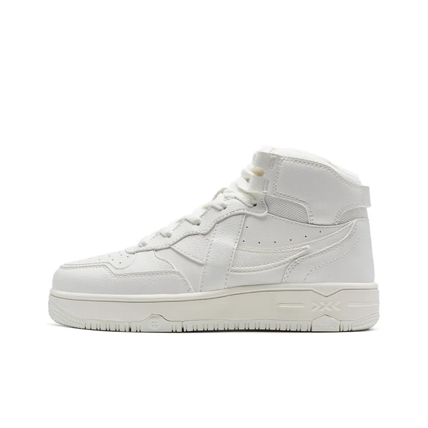 XTEP Alfalfa White Warm Wear Resistant Slip Resistant High Top Skateboard Shoes Women's White