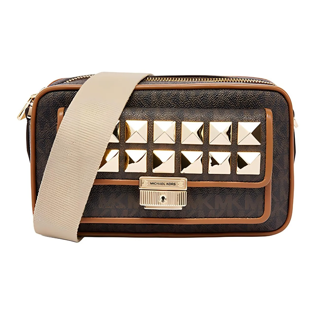 MICHAEL KORS Bradshaw Кожа Stud Camera Сумка на плечо Женская Коричневая