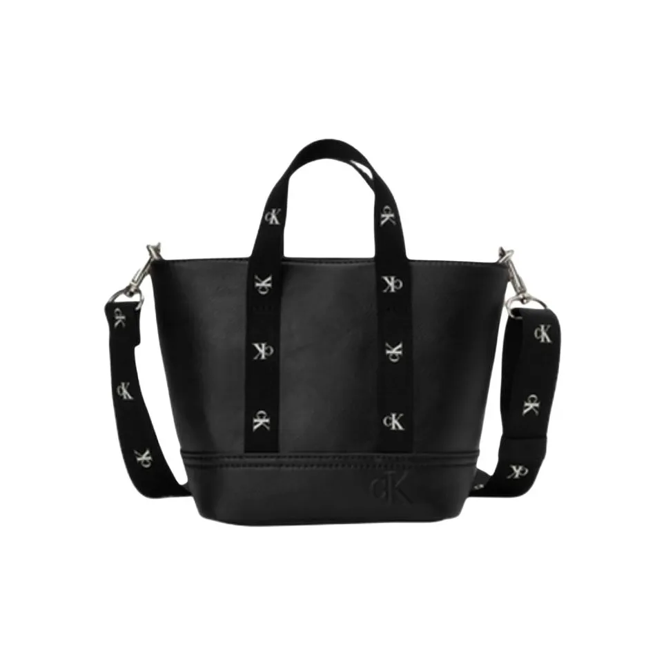 CALVIN KLEIN Synthetic Material Tote Bag, Shopping Bag, Portable Crossbody Bag, Shoulder Bag Small Size Women's Black