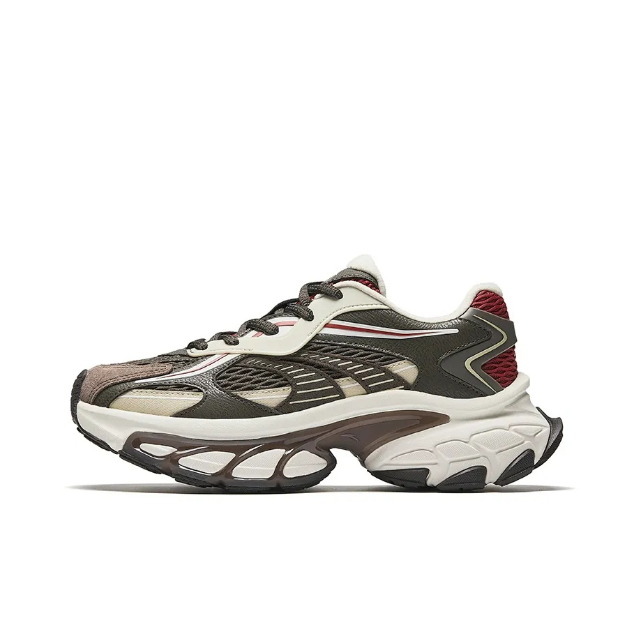 Anta Abrasion Resistant Breathable Low Top Chunky Sneakers Men
s Brown Beige Gray
