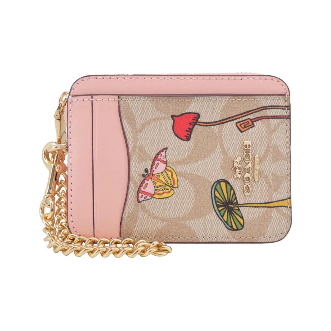 COACH Карточный чехол из кожи кошелек для монет держатель для карт маленький женский розовый хаки