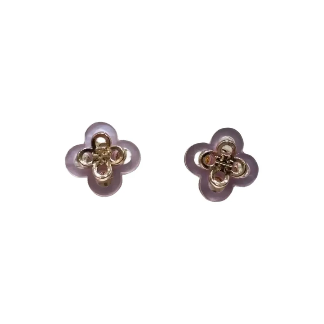 TORY BURCH Brass, Mother Of Pearl Stud Earrings Unisex Pink