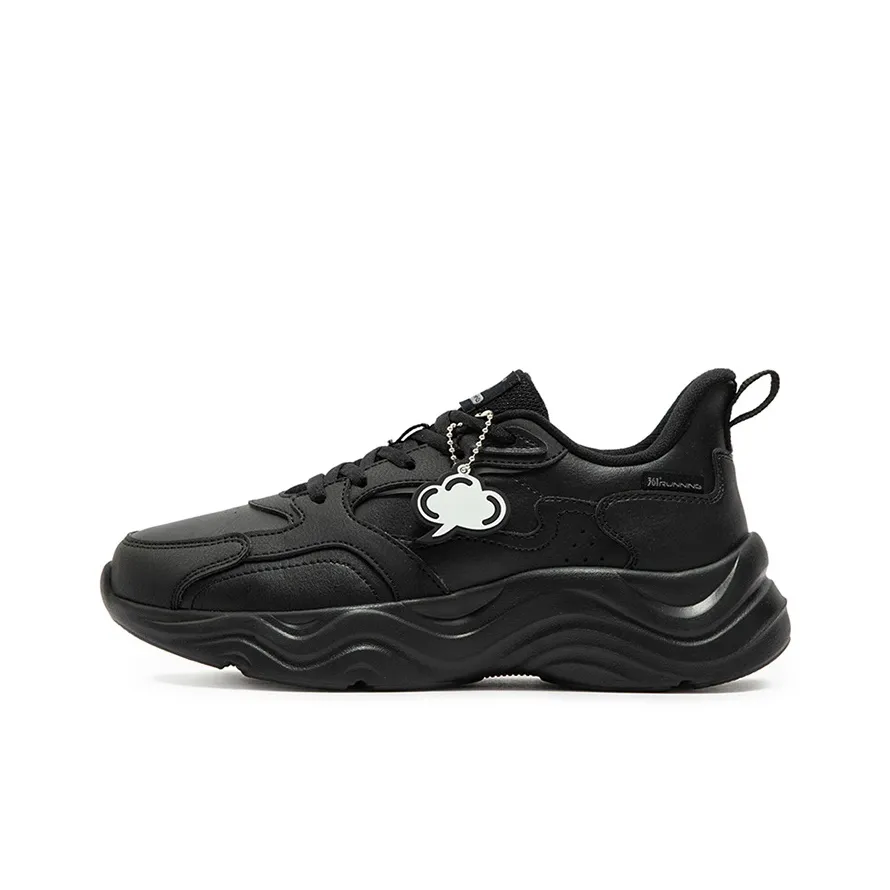361° Linglong Series Cushioned Wear Resistant Water Resistant Low Top Casual Running Shoes Women's Obsidian Black