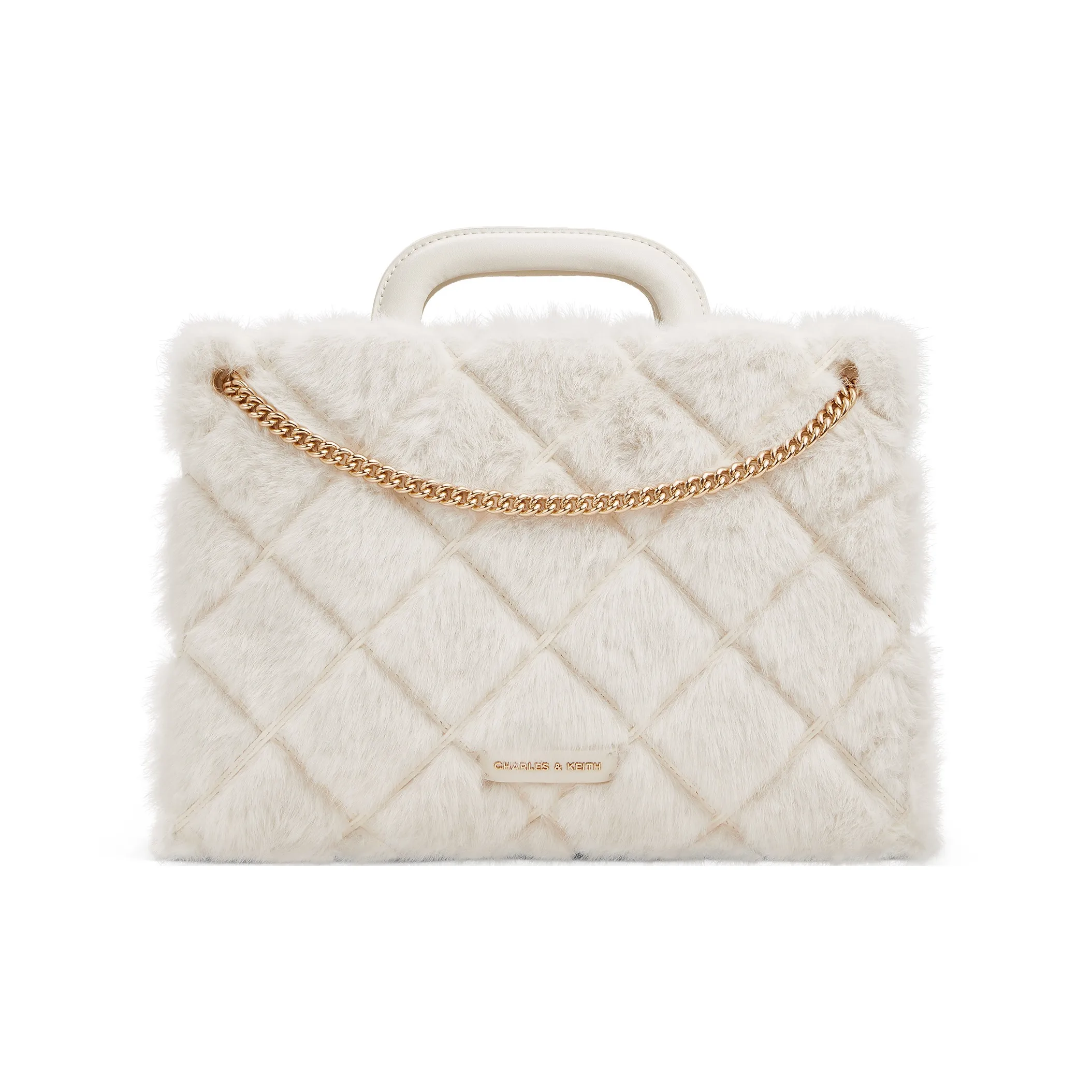 CHARLES KEITH ПУ (полиуретан) текстильная смесь через плечо одно плечо сумка средний размер женский молочно-белый