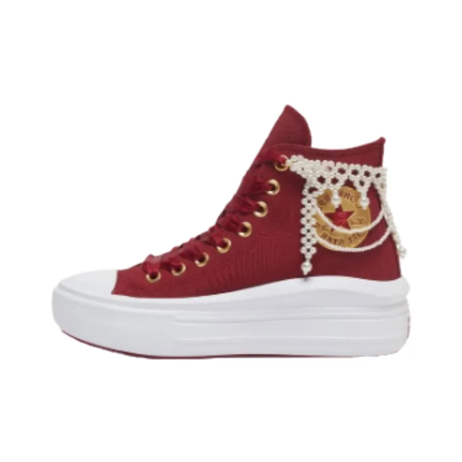 Converse All Star Move Anti Slip Wear Resistant High Top Casual Shoes Women's Red