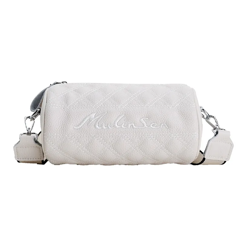 Mulinsen Cow Leather Cylinder Bag, Shoulder Bag, Crossbody Bag Women's Black/White