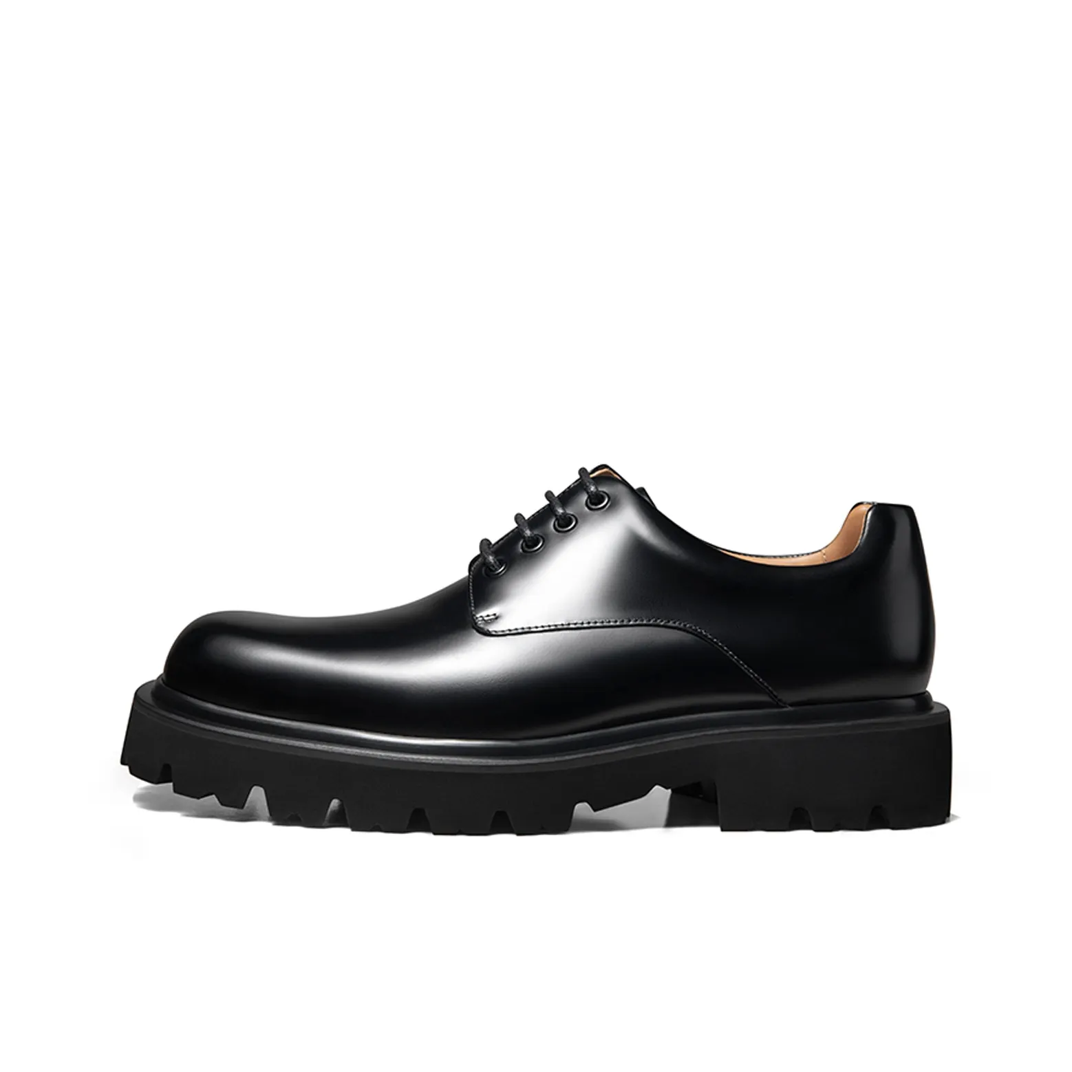THOM WILLS Cleanfit Shiny Big Head Derby Shoes Casual Shoes 4cm Men's Black