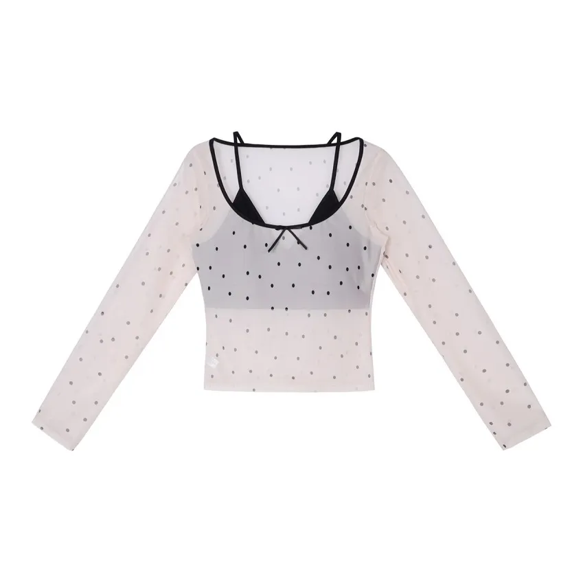 Joycefuuu Bra Undershirts Women's Light Apricot Polka Dot