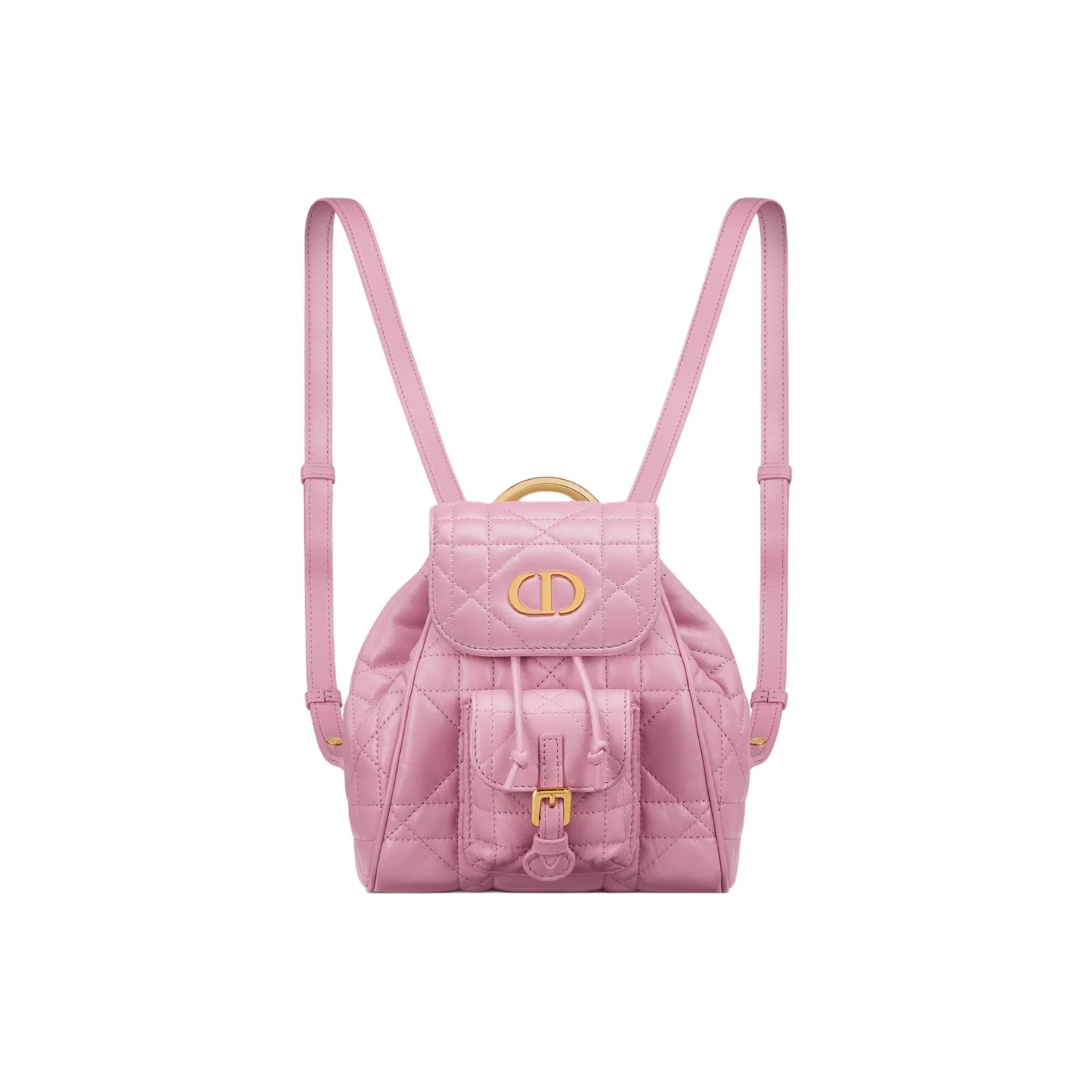 DIOR Caro Lambskin Backpack Trumpets Women's Floral Pink