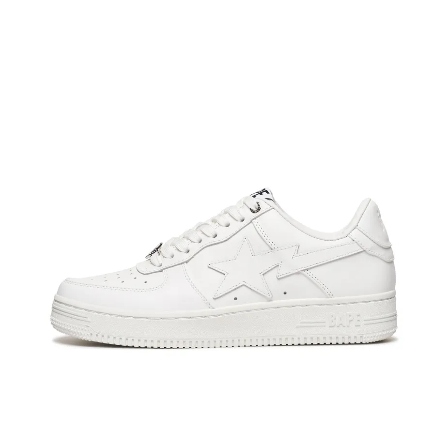 A BATHING APE STA Slip-Resistant Low-Top Skateboard Shoes Unisex White A BATHING APE STA Скейтборд Кроссовки Низкие С Резиной Унисекс Белый