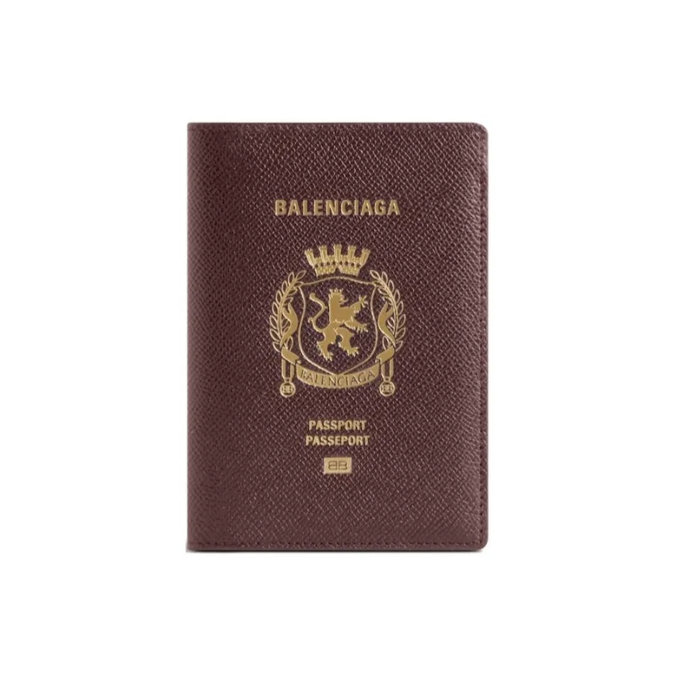 Balenciaga Calfskin Passport Holders Burgundy/Red