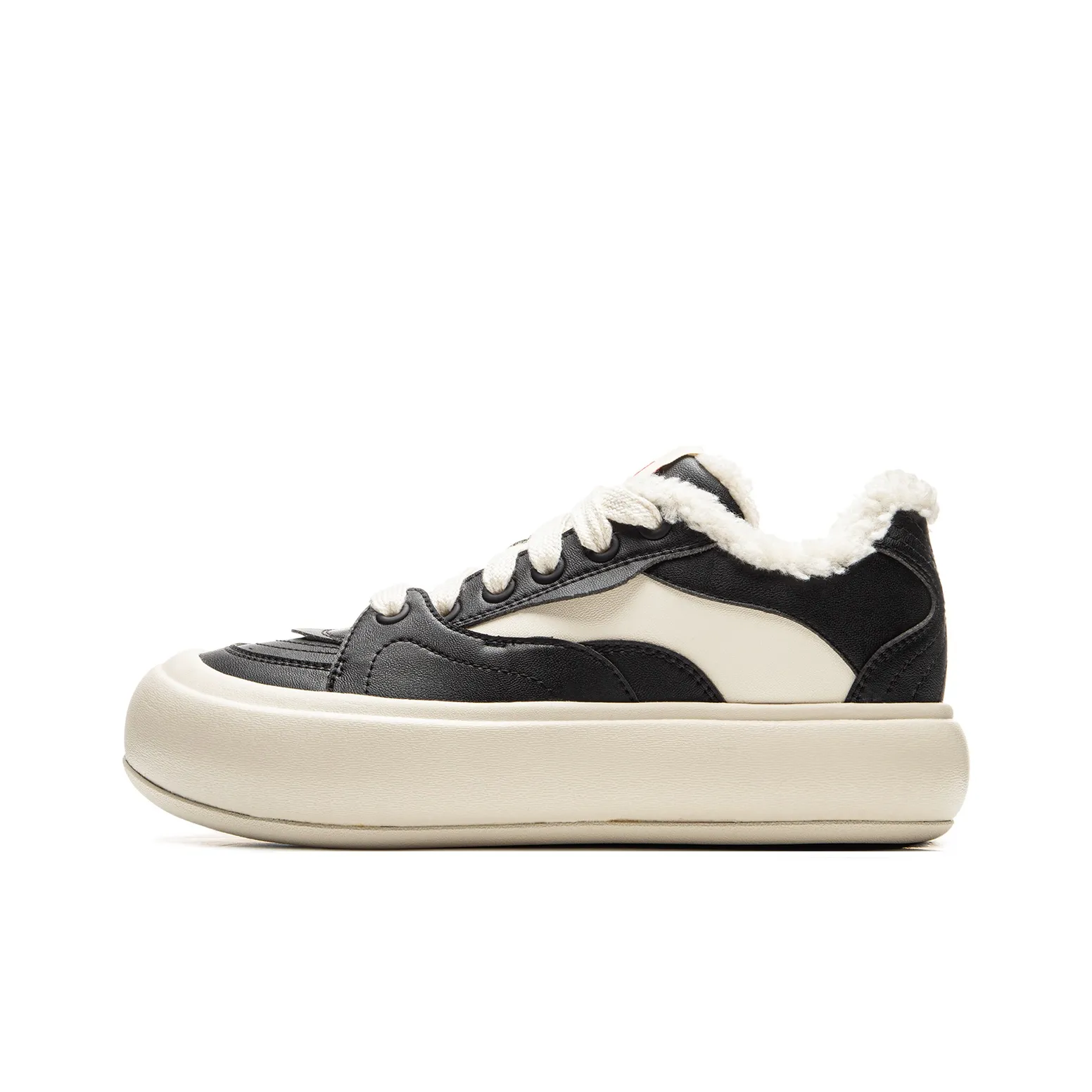 Лайнер Puff Platform Термический Устойчивый к Износу Низкий Топ Скейтборд Кроссовки Женские Черный Белый