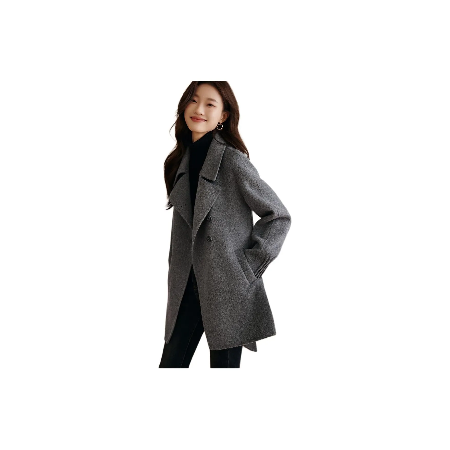 Mo Han Yi Mei Coats Women's Gray