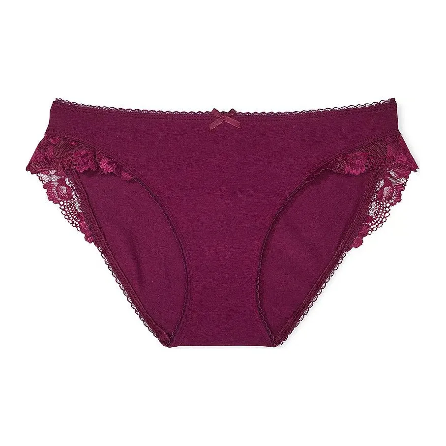 Victoria's Secret Эластичный хлопок Бикини Пантика Сливовый Руж Нижнее белье Женское 1 упаковка Красный сливовый