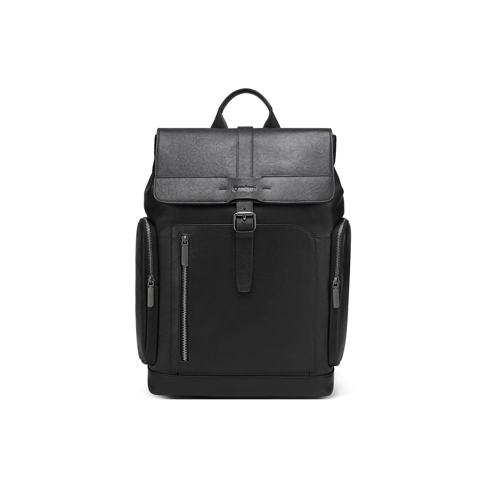 NAVIGARE Рюкзак из крупнозернистой текстуры коровьей кожи большой мужской черный