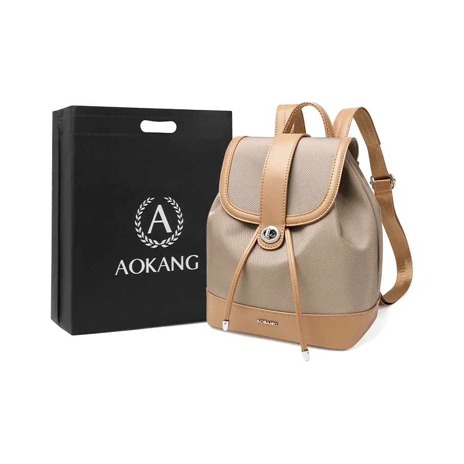AOKANG Ткань Синтетическая кожа Рюкзак Commuter Сумка Сумка Обычный Женский Хаки Классический черный