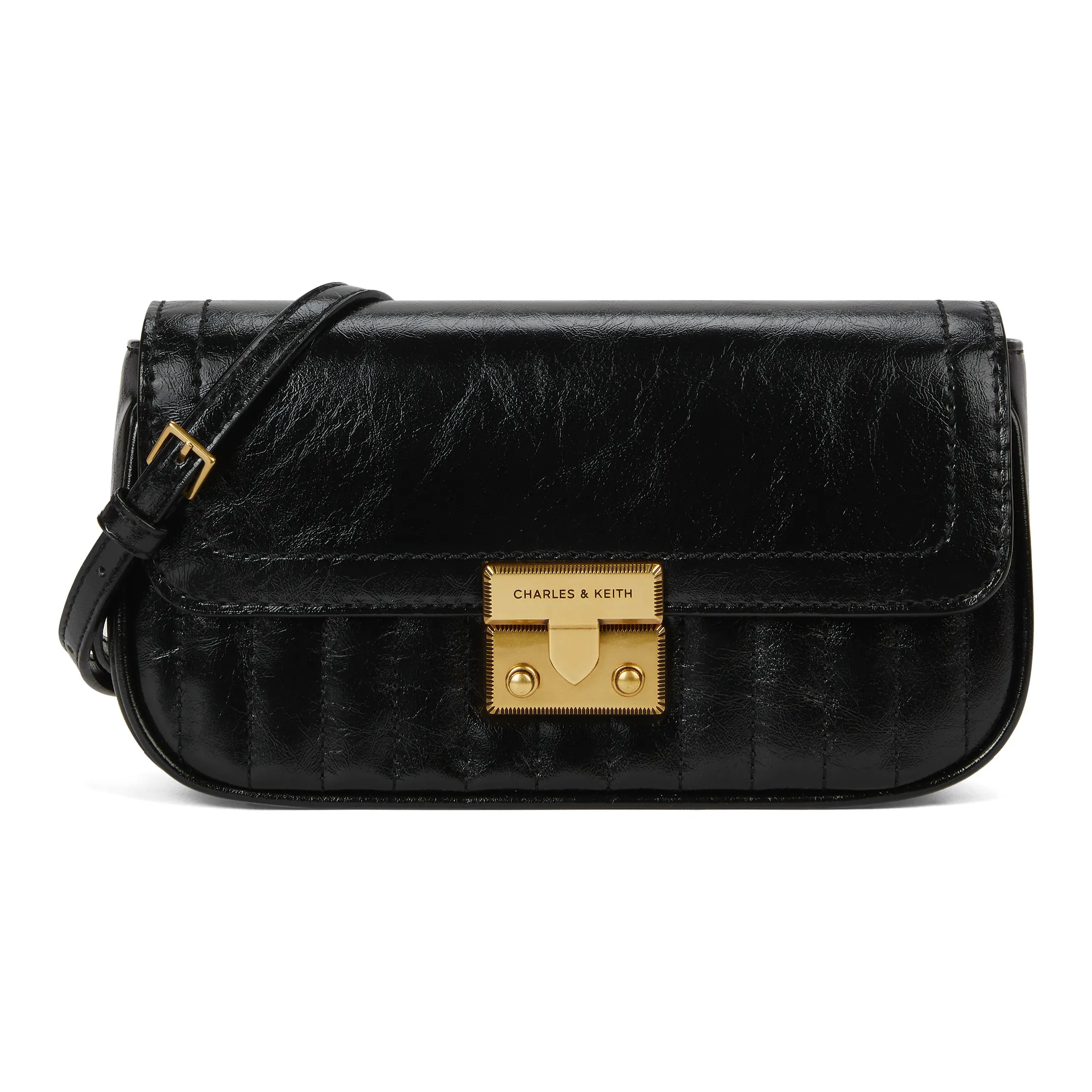 CHARLES KEITH ПУ (полиуретан) Сумка через плечо Маленькая Женская Черная Вино-красная