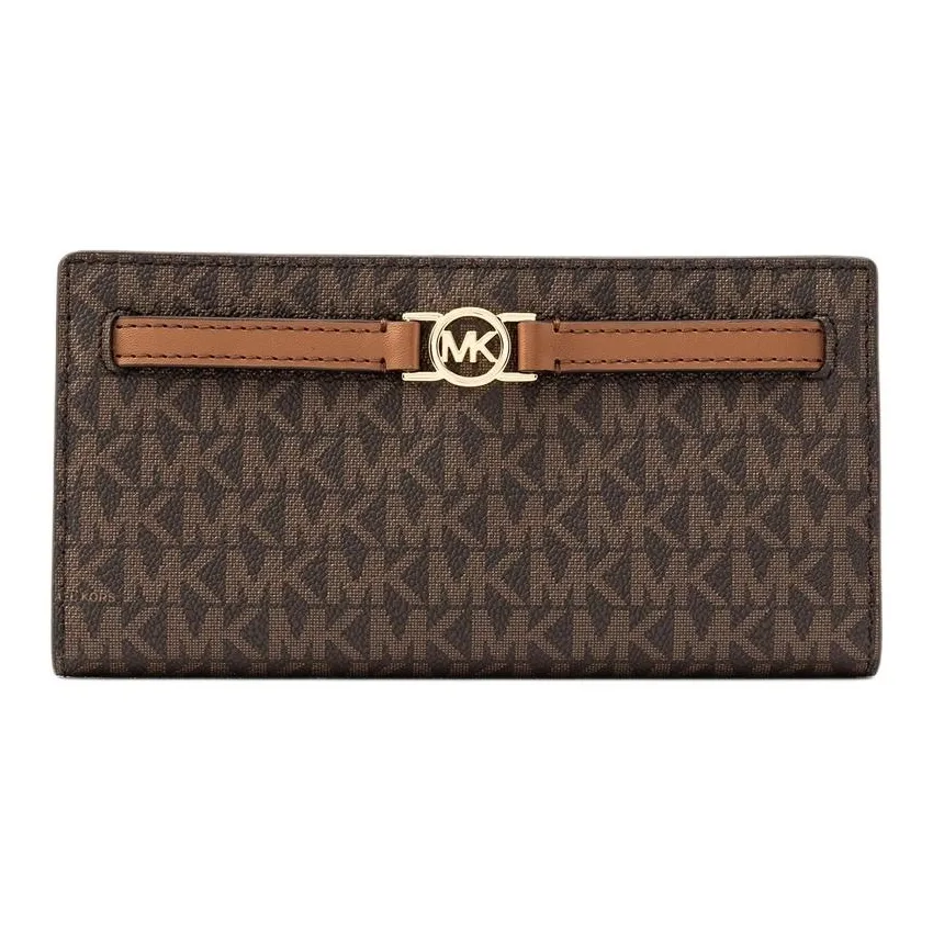 MICHAEL KORS Coated Canvas Wallet Large Size Women's Brown
