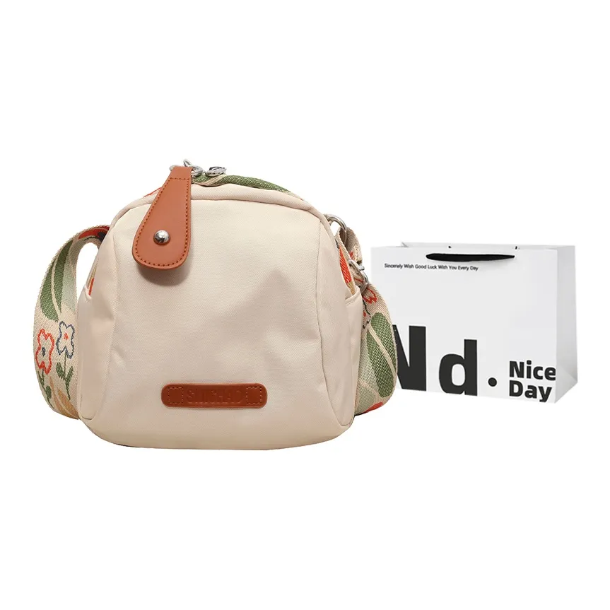 SWIMADE Oxford Dome Bag Canvas Bag Shoulder Bag Regular Women's Orange Black Ecru