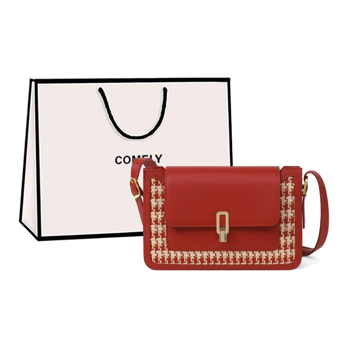 COMELY Коровья кожа с синтетической кожей сумка через плечо стандартная женская вишнево-красный