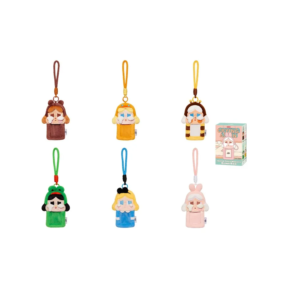 POP MART Коллаборация CRYBABY Tears Factory Collection Плюшевый держатель для карт Слепые коробки Один Mystery коробка Полная коробка 6 шт