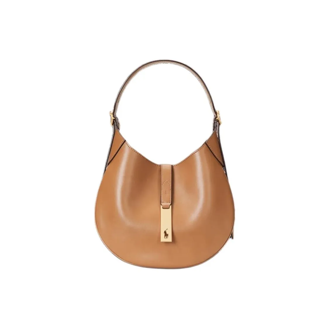 Polo Ralph Lauren Polo ID Cow Leather Handbag Crossbody Bag Shoulder Bag Small Size Women's Brown Yellow