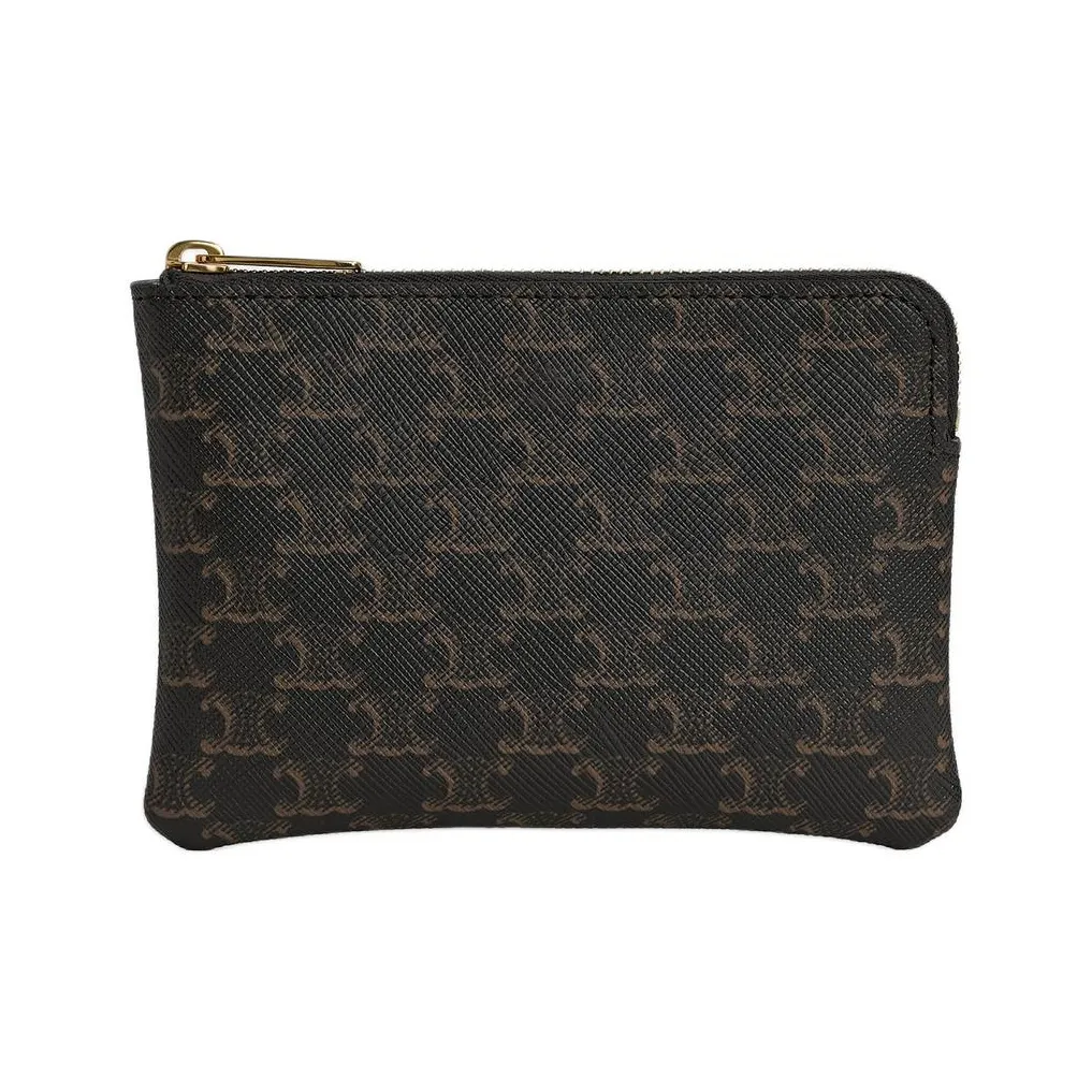 CELINE Triomphe Искусственная кожа Кошелек для монет держатель для карт Мужской Черный