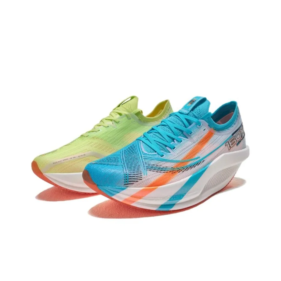 XTEP 160X 6.0 Monster Cushioning Slip Resistant Rebound Low Top Carbon Plate Running Shoes Men
s Blue Green Mismatched