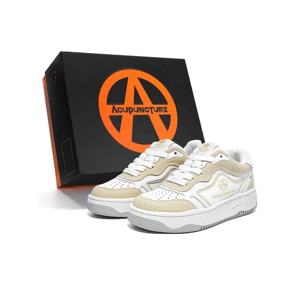 Acupuncture Low Top Skateboard Shoes Unisex Apricot Yellow Box