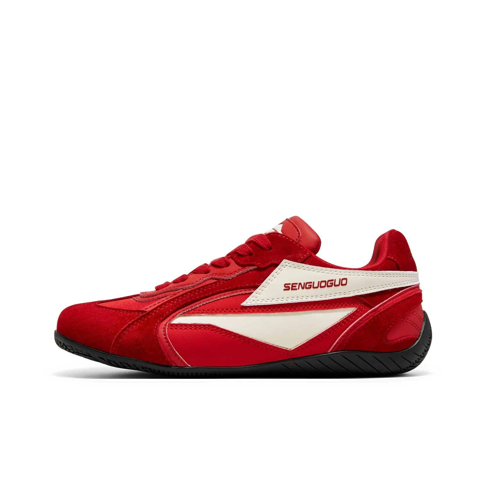 SENGUOGUO Shock Absorbers Slip Resistant Low Top German Army Trainers Red
