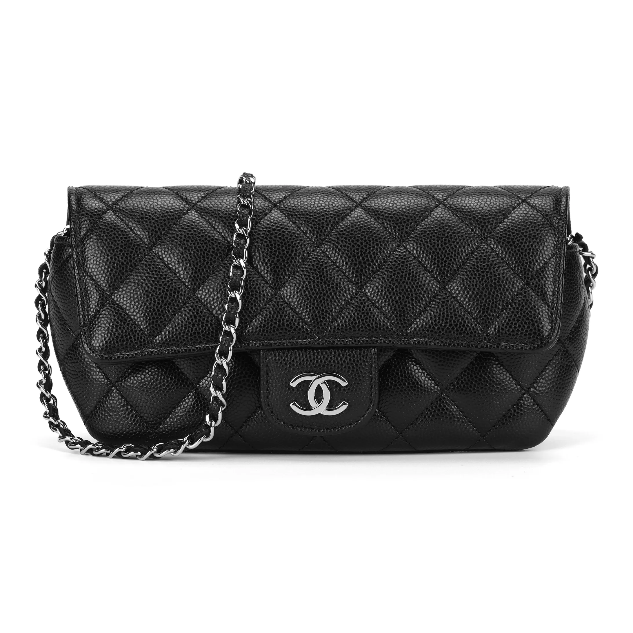 CHANEL Calfskin Cell Phone Pouch, Storage Box, One Shoulder Crossbody, Eyeglass Pouch Women's Black