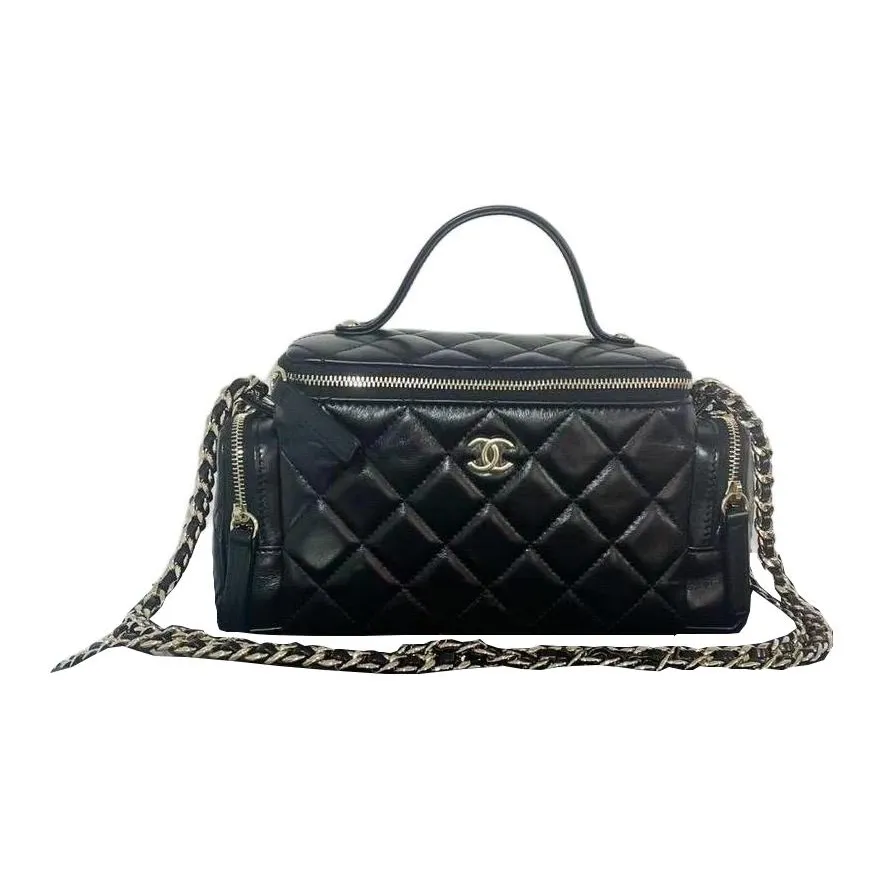CHANEL Shiny Wrinkle Lambskin Camera Bag, Makeup Bag, Shoulder Bag, Crossbody Bag, Handbag Women's Black