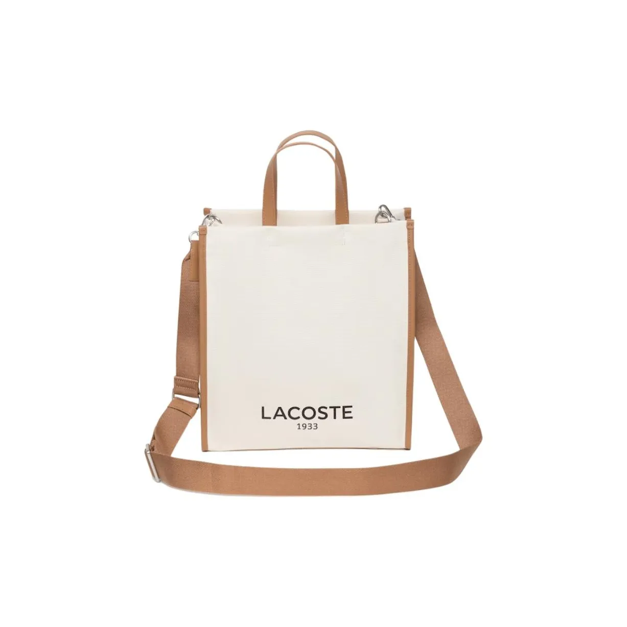 LACOSTE Cotton Tote Bag Shopping Bag Shoulder Bag Crossbody Bag Handbag Women's Beige & Brown