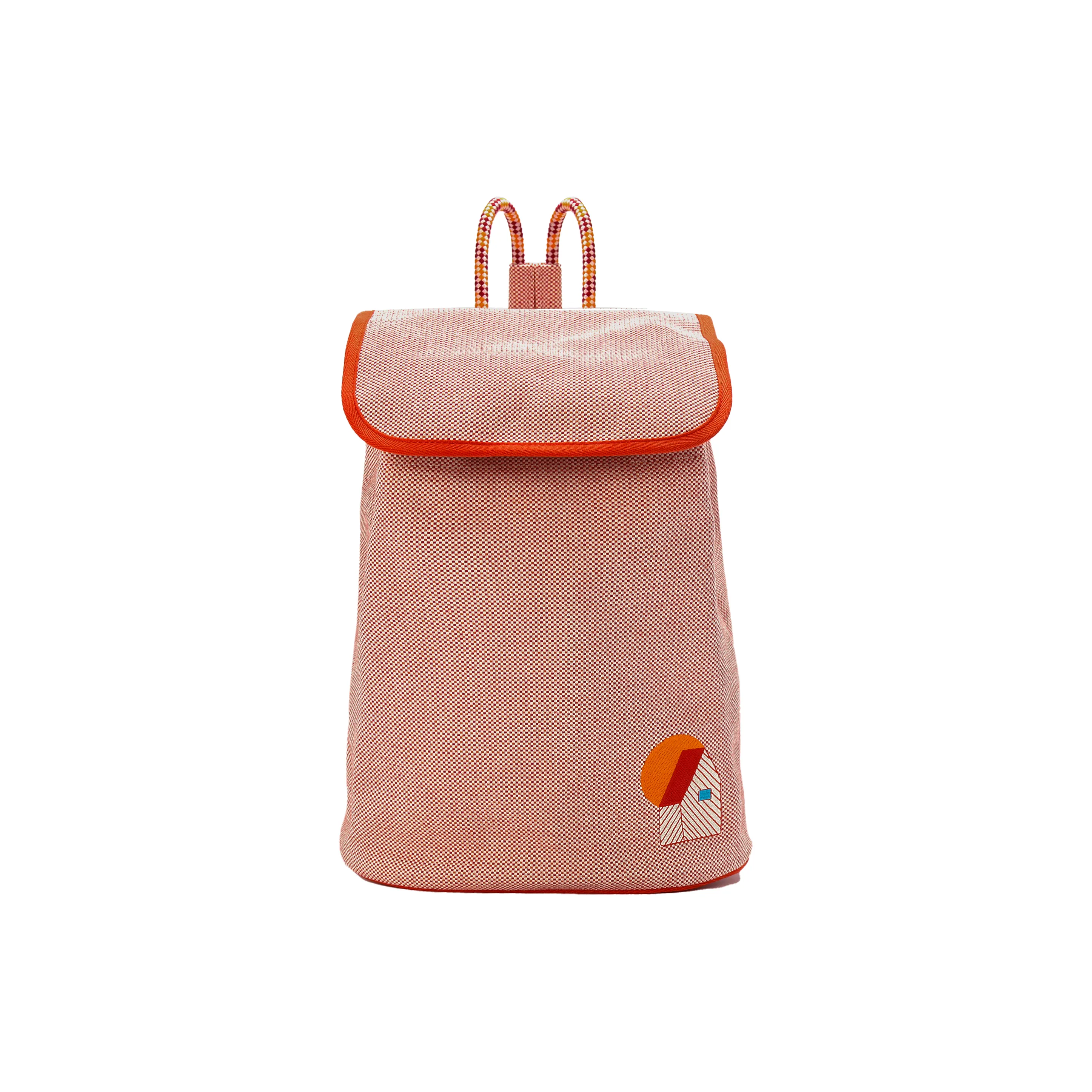 HERMES Canvas Backpack Women's Orange & Raspberry Red