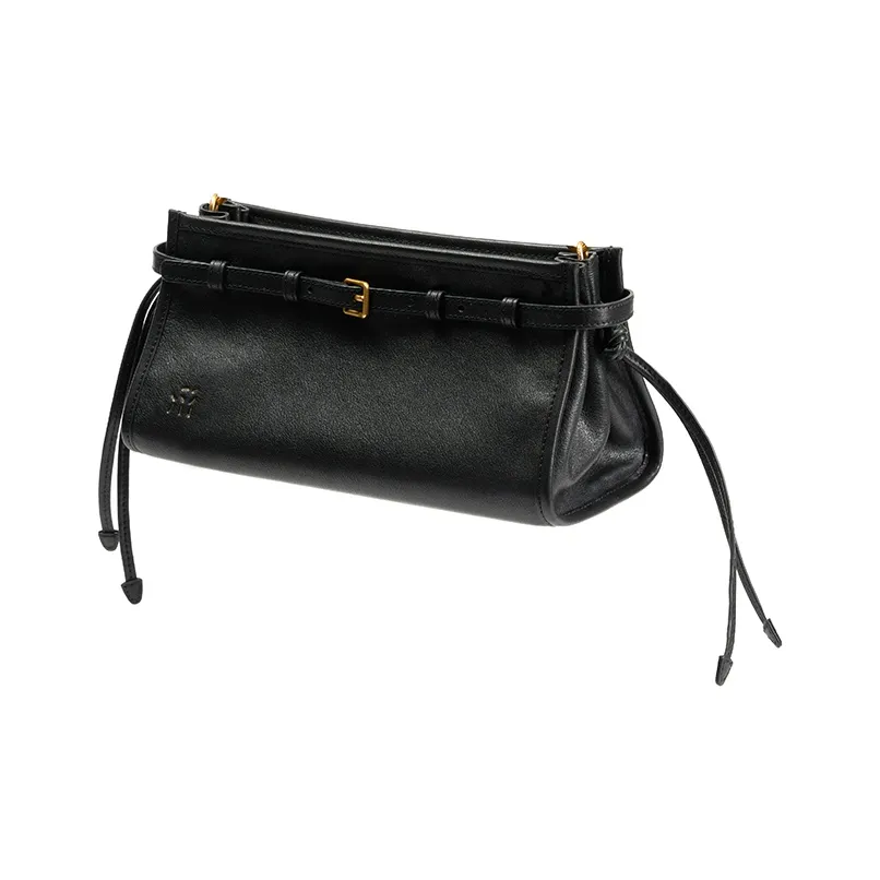 SUPERMERCY Растительное дубление Коровья кожа Бостонская сумка Сумка через плечо Средний Женская Чернильно-черная