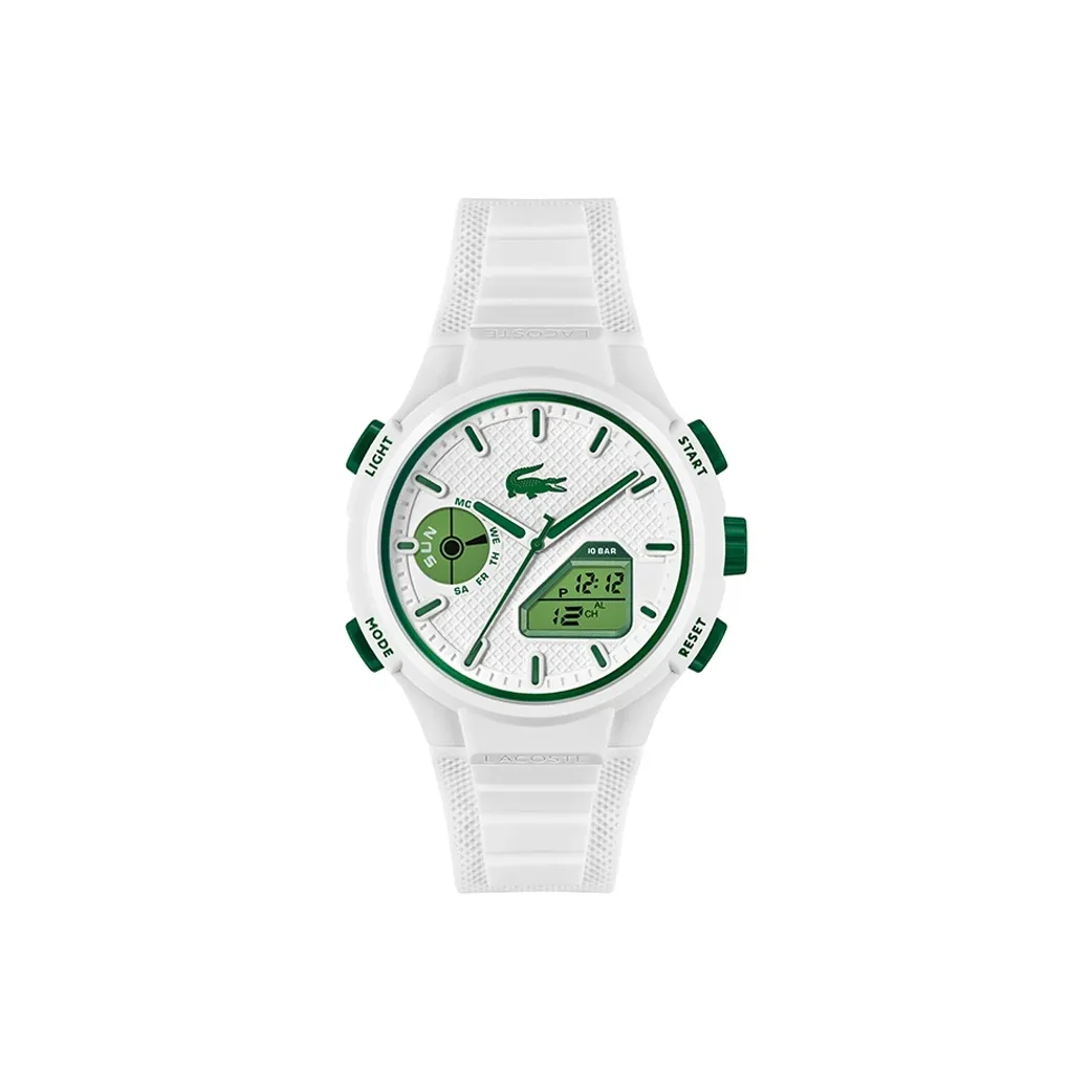 LACOSTE L 33 Collection Мужские наручные часы Кварцевый механизм Силиконовый ремешок Белый циферблат