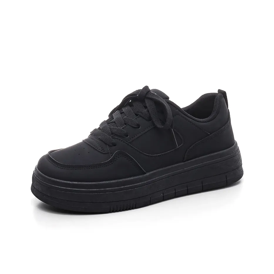 HUANQIU Abrasion Resistant Slip Resistant Low Top Skateboard Shoes Women's All Black