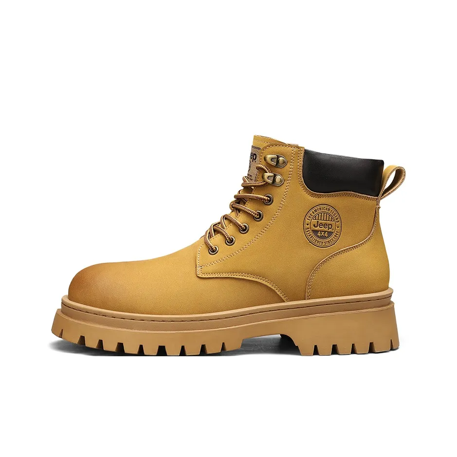 Jeep Винтаж Классический Желтые Ботинки Короткие MID Голень Мартин Ботинки Мужские