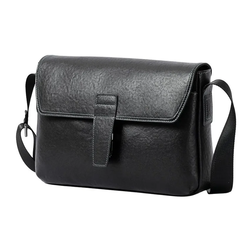 DOSRFINI Коровья кожа Модный Crossbody Сумка Сумка через плечо Стандартная Мужская Черная