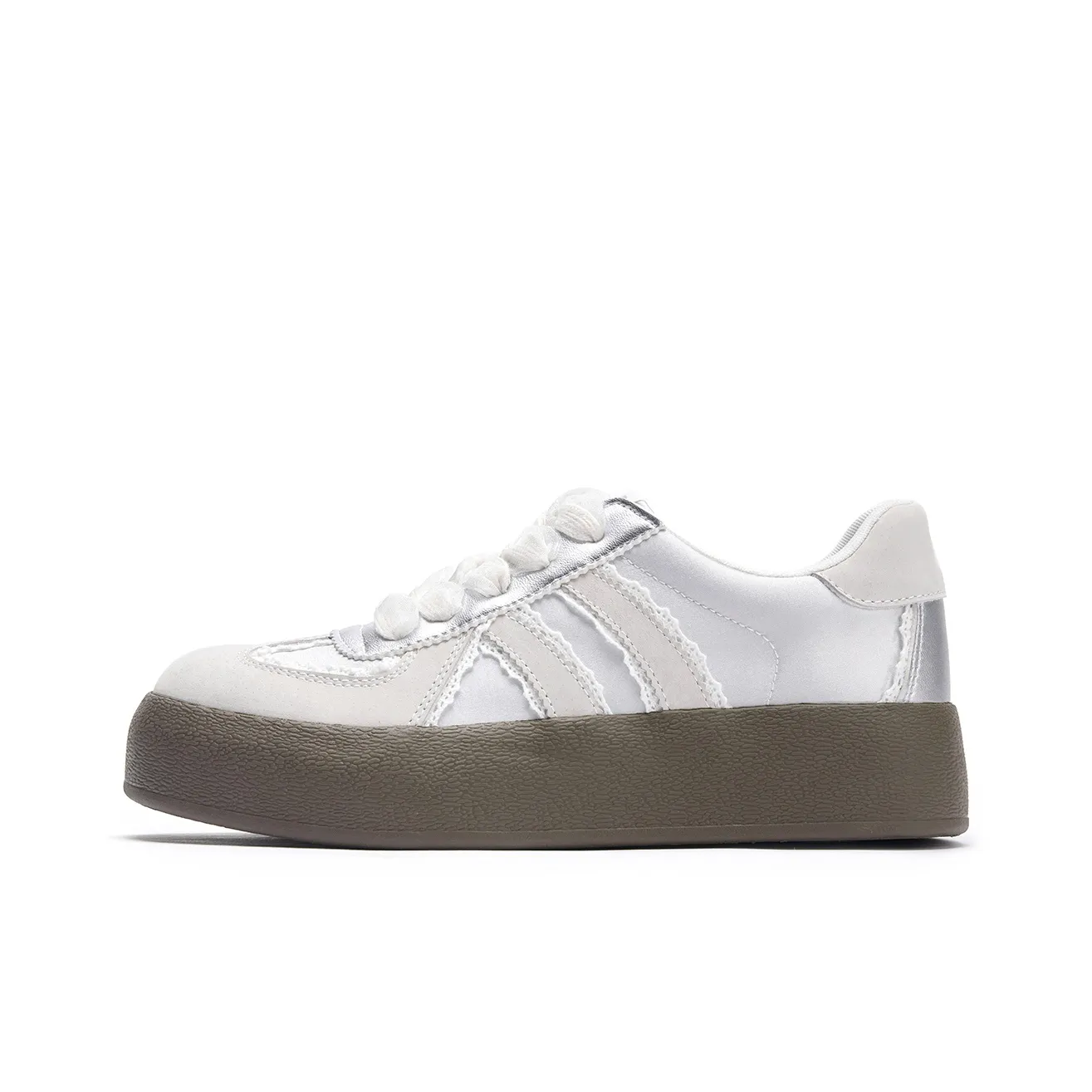 Hotwind Cream Lace Series Низкие Кроссовки для скейтбординга Женские Белые Серебряные