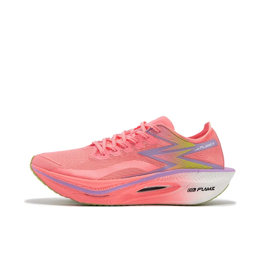 361° Fly Burn 3 Cushioning Coverage Low Top Full Length Carbon Plate Running Shoes Unisex Pink Green Red