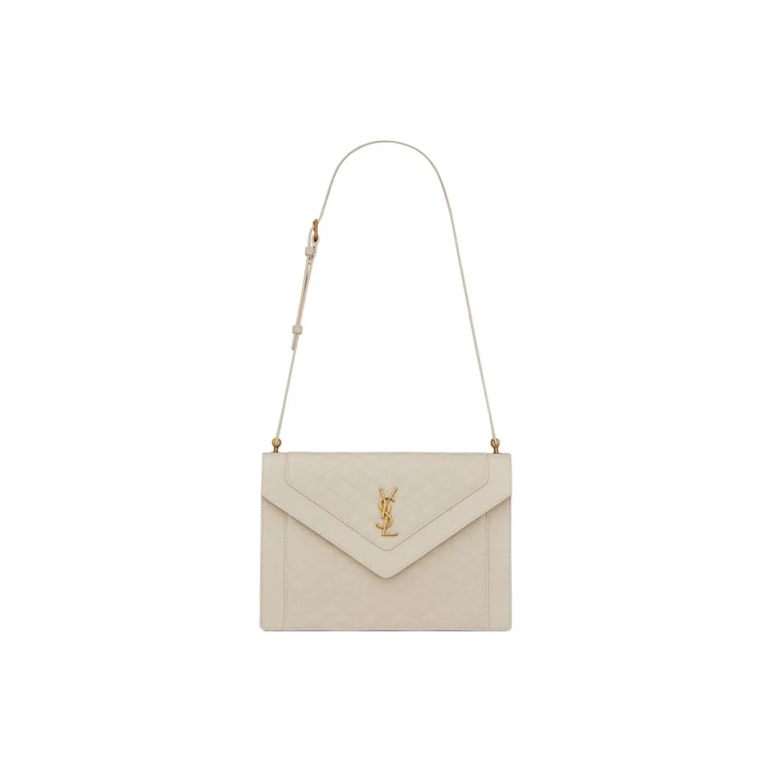 SAINT LAURENT GABY Quilting Lambskin Envelope Bag Shoulder Bag Crossbody Bag Women's White Wine Color