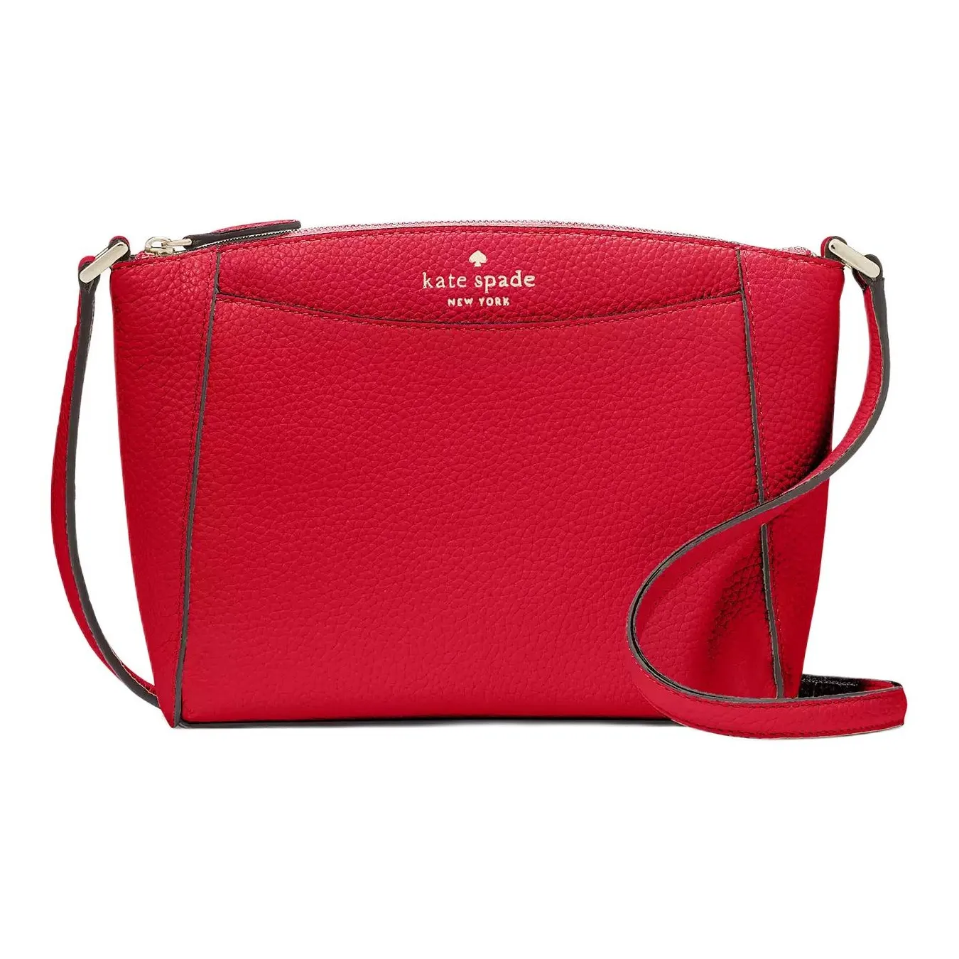 Kate Spade Litchi Grain Leather Shoulder Bag, Crossbody Bag Trumpets Women's Cherry Red