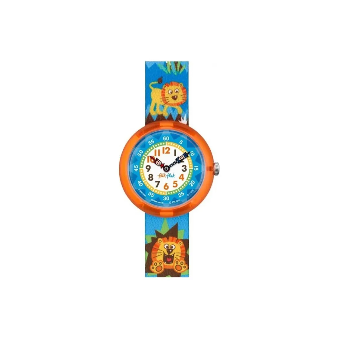 SWATCH Flik Flak Feifei Series Кварцевый механизм Детские часы 30 мм Синий циферблат Пластиковый корпус Часы Тканевый ремешок