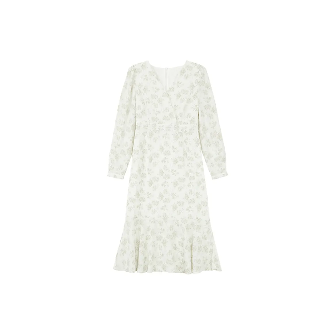 OZVO Long-Sleeved Dresses Women's White Tea Evening Glow Green