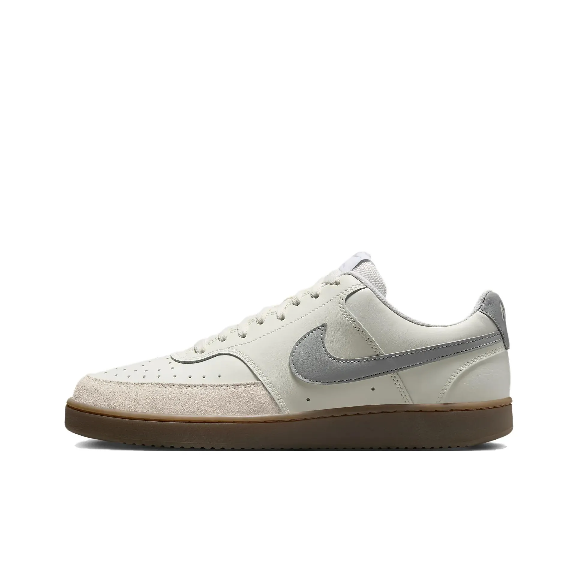 Nike Court Vision Anti Slip Wear Resistant Low Top Skateboard Shoes Unisex White Gray